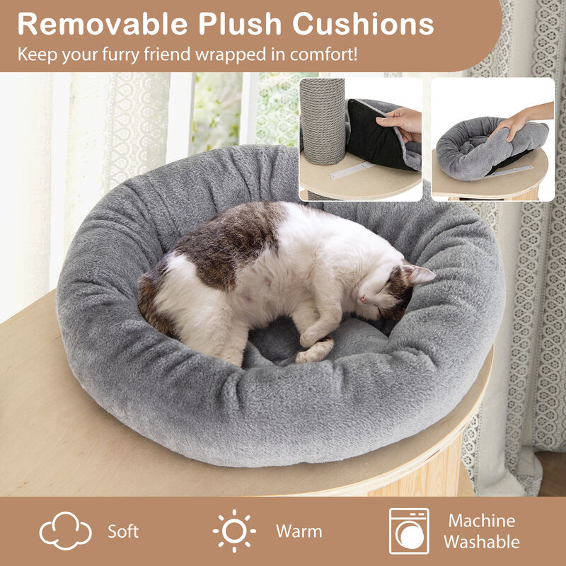 6-Tier Floor-to-Ceiling Cat Tree with Adjustable Height for Indoor Cats