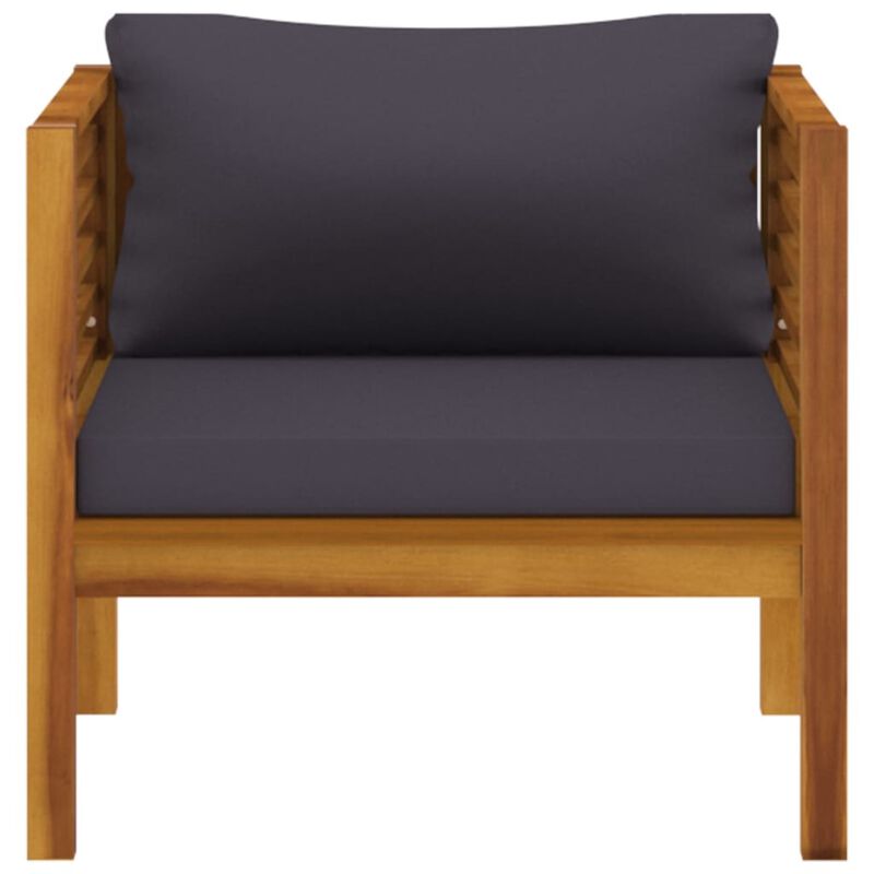 vidaXL Patio Chair with Dark Gray Cushions Solid Acacia Wood