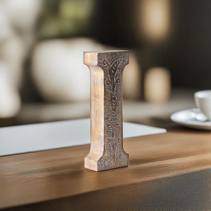 Vintage Gray Handmade Eco-Friendly "I" Alphabet Letter Block For Wall Mount & Table Top D�cor