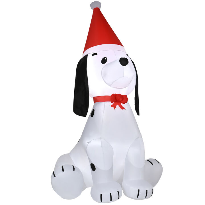 6' Inflatable Christmas Puppy Dog with Hat, Blow-Up Outdoor Display w/ LEDs