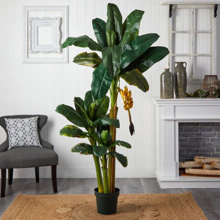 Hivvago 6 Feet Triple Stalk Banana Silk Tree