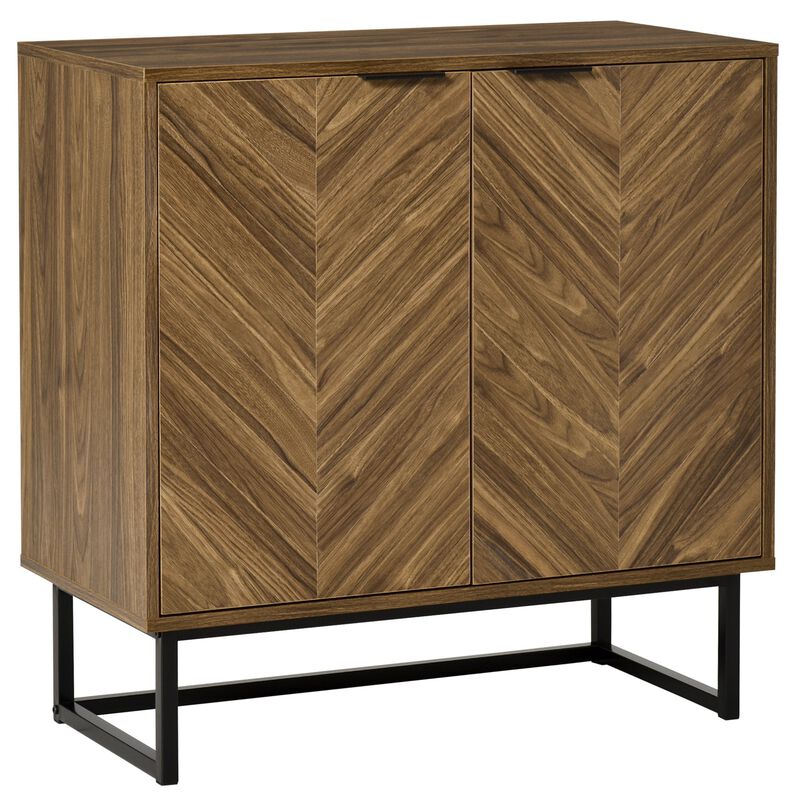 Walnut Living Room Storage: Free Standing 2-Door Cabinet with Shelf