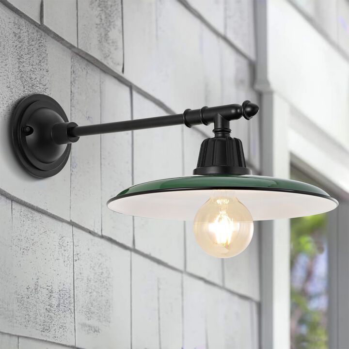 Bonner Farmhouse Industrial Indoor/Outdoor Iron LED Victorian Arm Outdoor Sconce