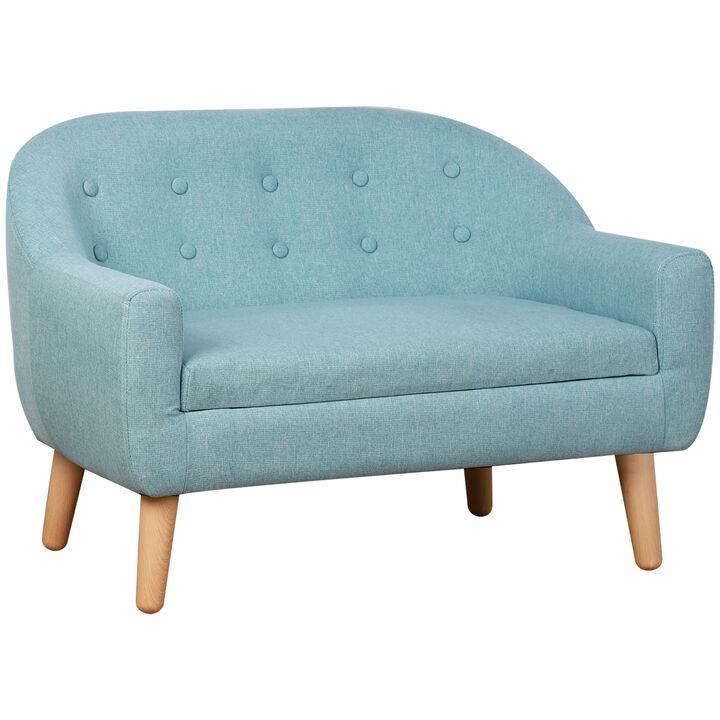 Cozy Children Sofa Couch Sturdy Wood 2 Seat Armrest Chair Kids Pink