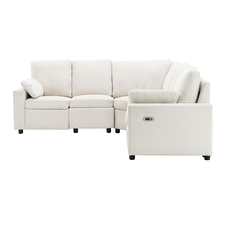 Merax Power Recliner Linen Sectional Sofa