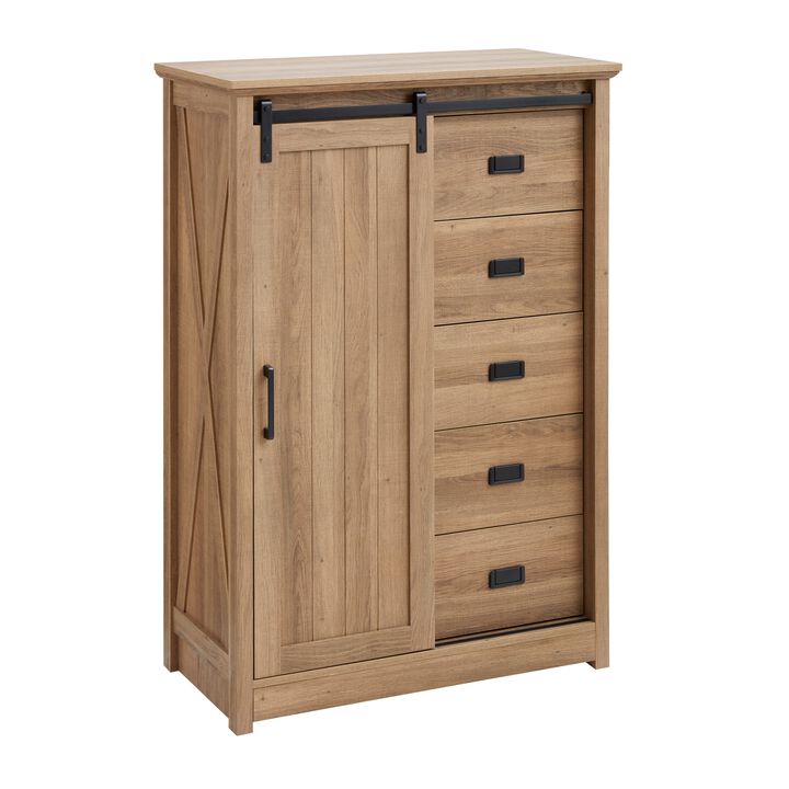 47.64 in. H Accent Cabinet with 5 Drawers and 4 Shelves