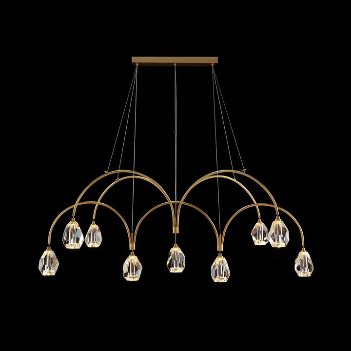 Faceted Cut Crystal Nine-Light Chandelier