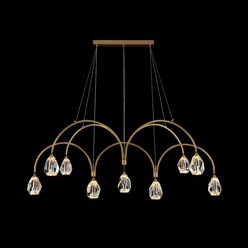 Faceted Cut Crystal Nine-Light Chandelier
