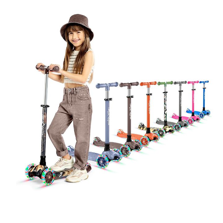 Kids Scooter – Children and Toddler 3 Wheel Kick Scooter – LED Wheel Lights Illuminate When Rolling– Adjustable Handlebar – Indoor and Outdoor