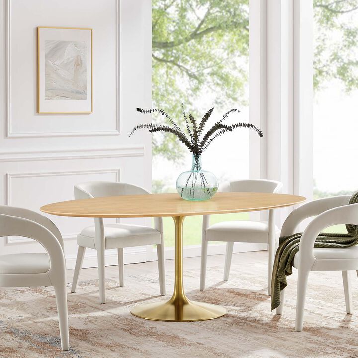 Modway - Lippa 78" Oval Wood Grain Dining Table Gold Natural