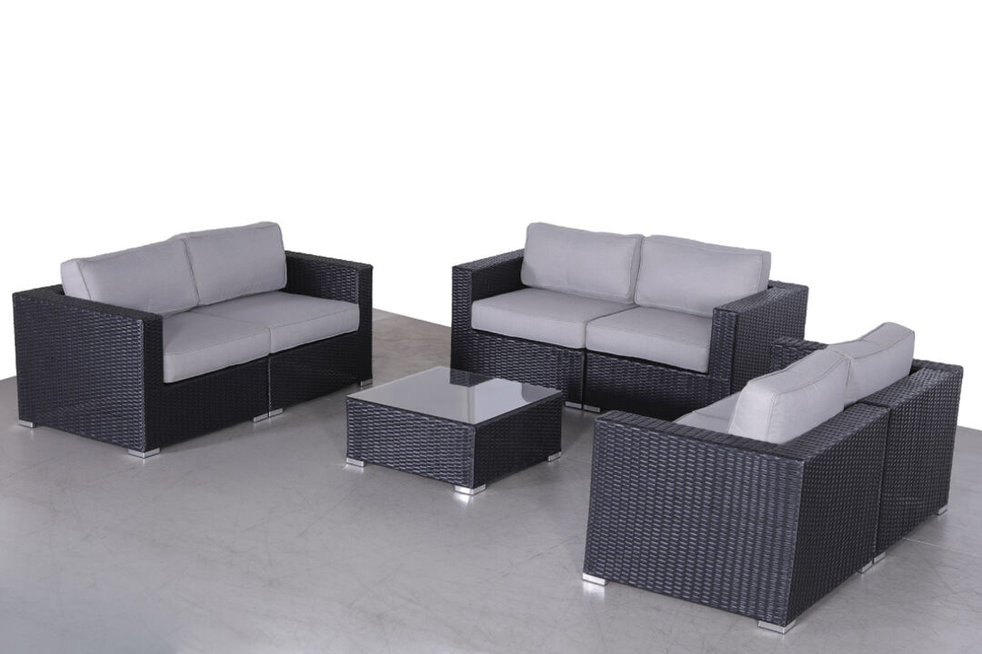 Living Source International Wicker Fully Assembled 6 - Person Seating Group with Cushions (Black)