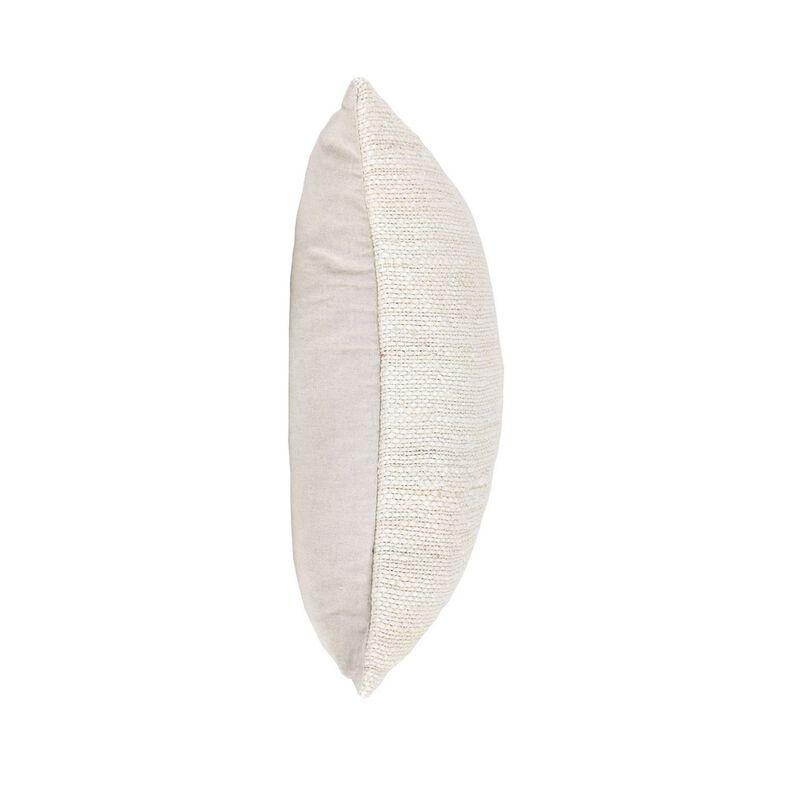 Alty Throw Pillow, 22 Inch Ivory Woven Jute Design, Feather Insert - Benzara