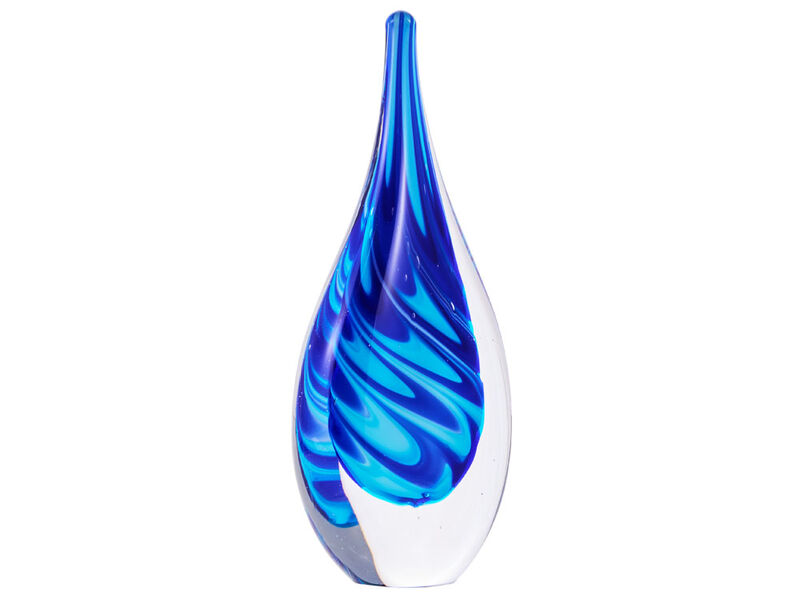 Hand Blown Swirl Wave Tear Drop Sommerso Art Glass Sculpture