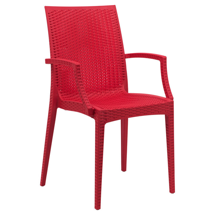 LeisureMod Weave Mace Indoor/Outdoor Chair (With Arms) in Green
