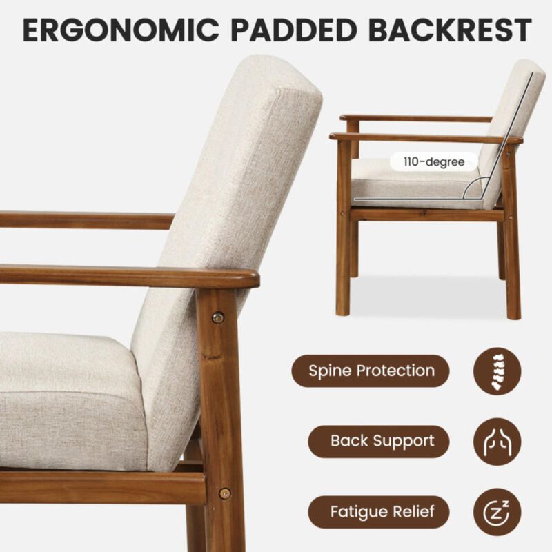 Hivvago Modern Accent Linen Fabric Armchair with Solid Wood Legs and Soft Cushioned Seat