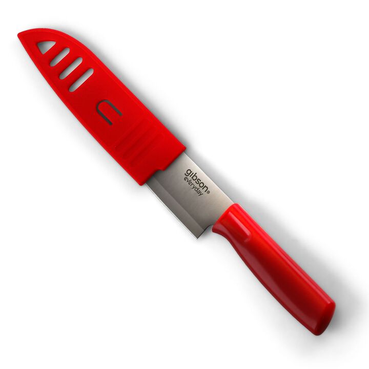 Gibson Everyday Grantville 4 Piece 6 Inch Santoku Knife with Sheath in Assorted Colors