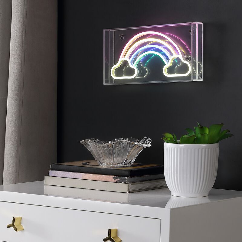 Rainbow 11.75" Contemporary Glam Acrylic Box USB Operated LED Neon Light