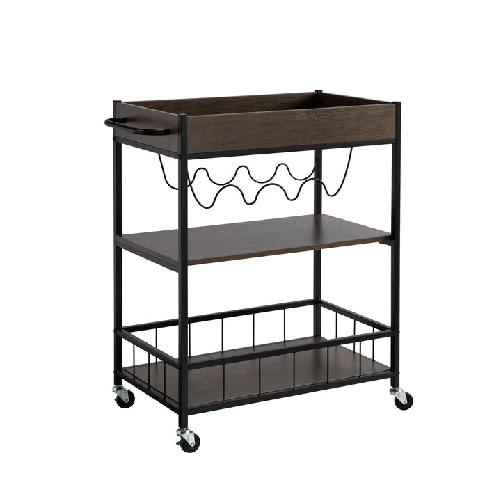 Kitchen Cart Walnut Oak Black