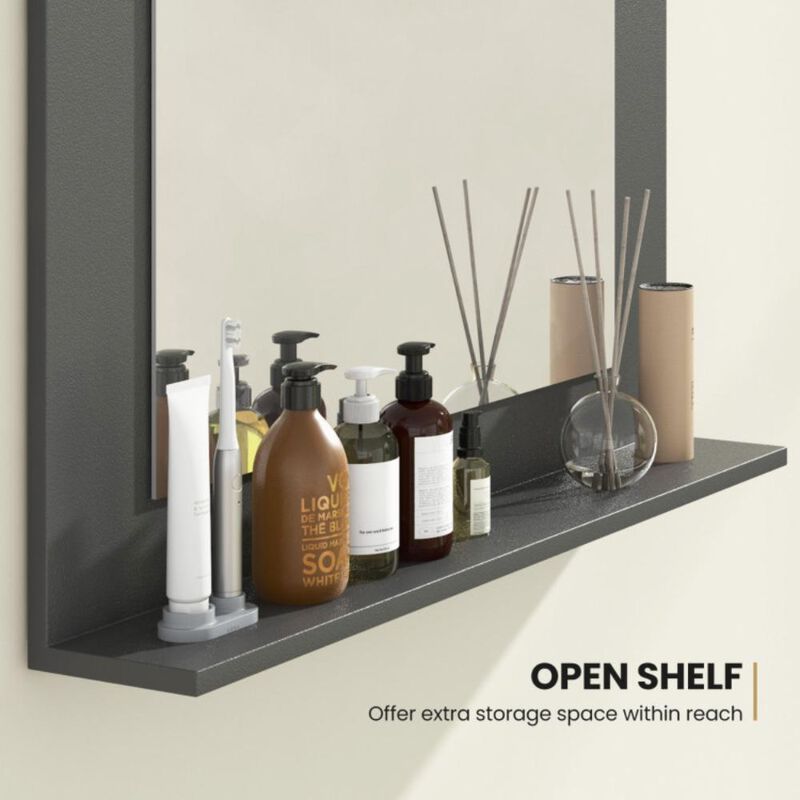 Hivvago Rectangle Bathroom Mirror with Shelf 23.5 x 17.5 Inch and Wood Frame