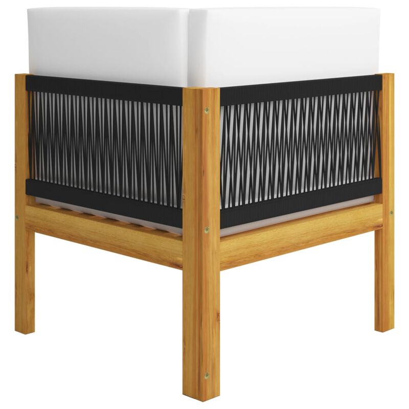 vidaXL 2-Seater Outdoor Patio Bench in Solid Acacia Wood and Modern Rope Design - Modular Bench with Thick and Removable Comfortable Cushions - Durable Garden and Terrace Furniture