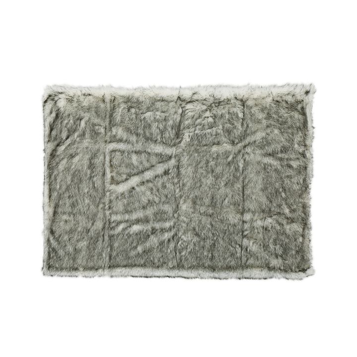 Throw Blanket, 50 x 60 Soft Faux Fur Design, Heather Gray Finish - Benzara