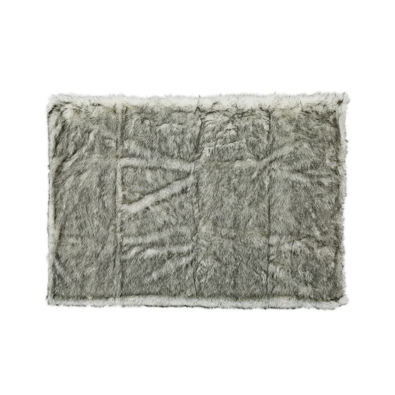 Throw Blanket, 50 x 60 Soft Faux Fur Design, Heather Gray Finish - Benzara