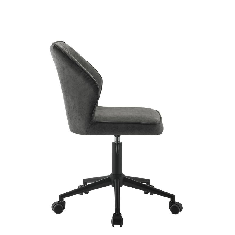 Swivel Office Chair with Stitching Details and Starbase, Gray-Benzara