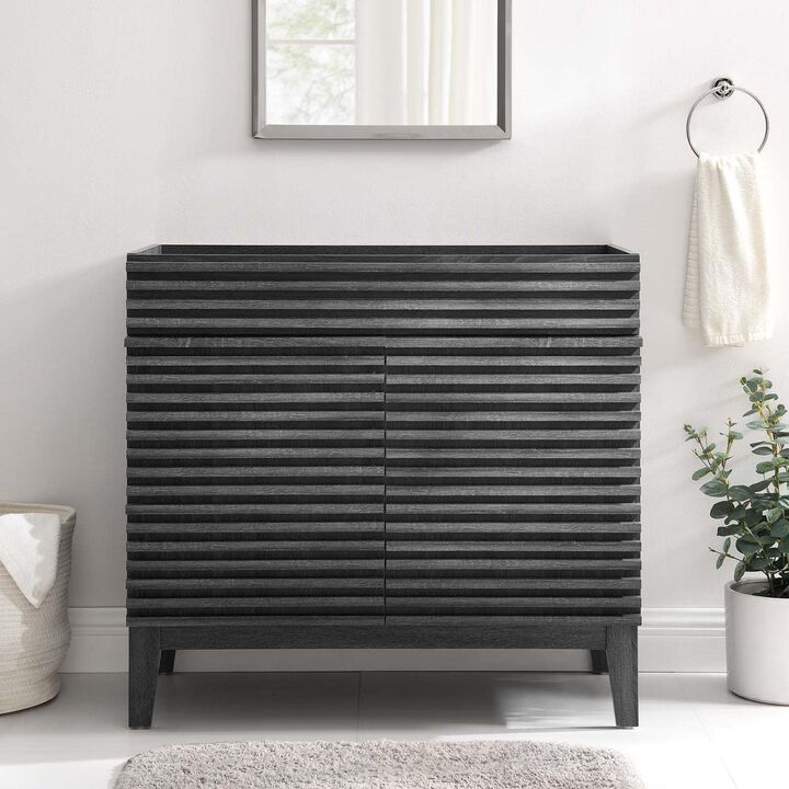 Modway Render 35" MDF and Particleboard Bathroom Vanity Cabinet in Charcoal