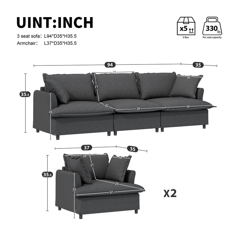 Merax 5 Seat Indoor Furniture Sofa Set