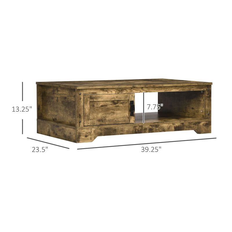 Rustic Brown Living Room Table: Vintage Coffee Table with Storage