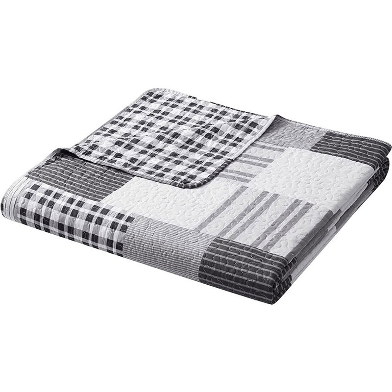 Legacy Decor 3 PCS Quilt Reversible Bedspread Coverlet  Patchwork Design Ultra Soft Microfiber Oversized Full Size