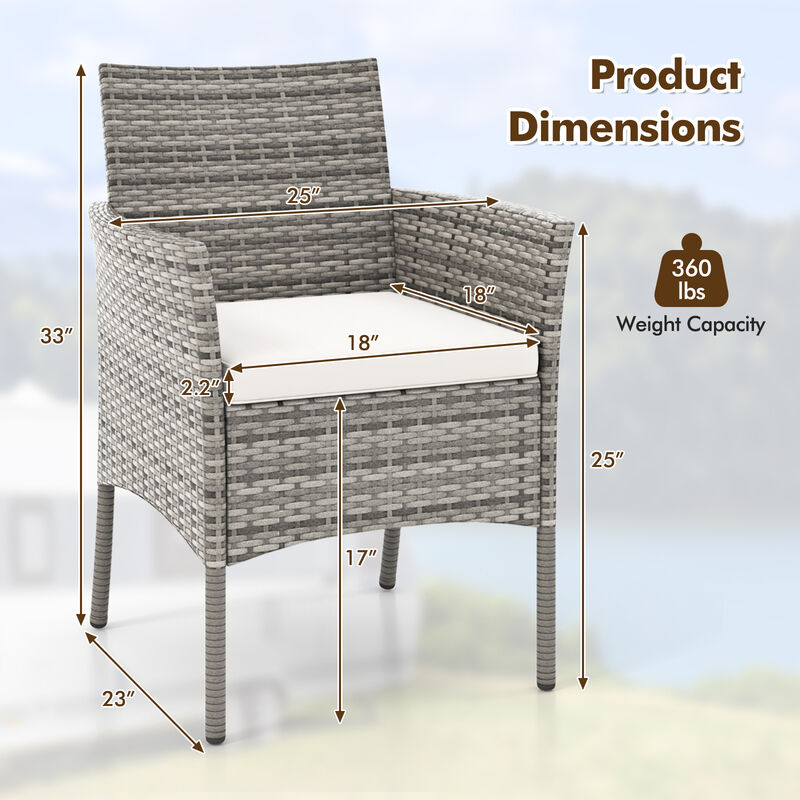 2 Pieces Outdoor PE Rattan Armchairs with Cozy Seat Cushions