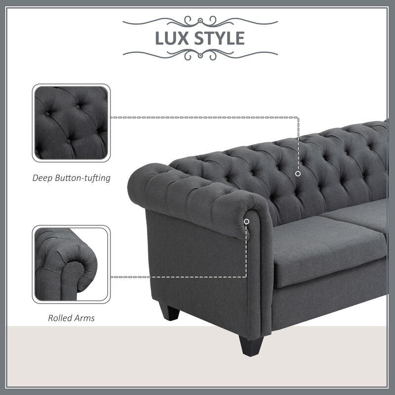 Grey Living Room Comfort: 73" Oversize Linen Fabric Loveseat