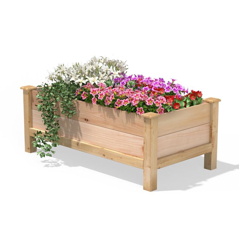 QuikFurn Farmhouse 24-in x 48-in x 19-in Cedar Elevated Victory Garden Bed