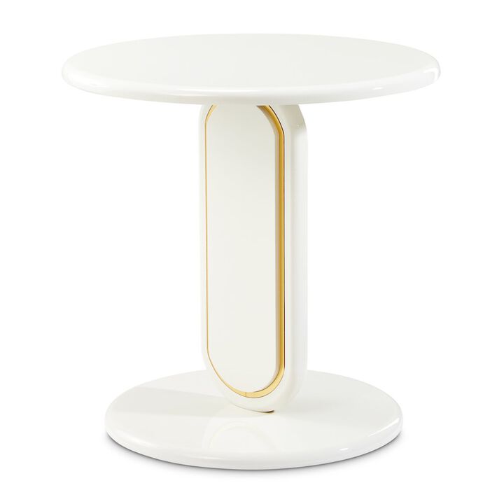 Michael Amini Sassani End Table - Pearl White/Gold