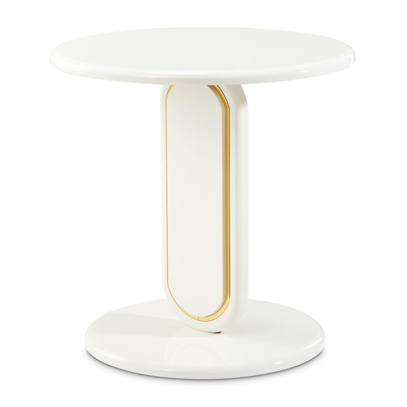 Michael Amini Sassani End Table - Pearl White/Gold