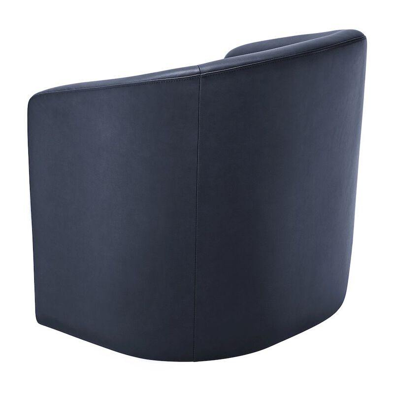 Comfort Pointe Amhurst Midnight Blue Faux Leather Swivel Barrel Chair