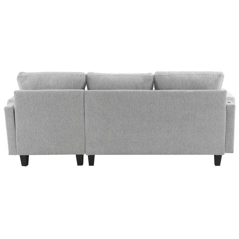 Merax L-shaped Sofa Sectional Couch Sofa Bed with 2 USB Ports
