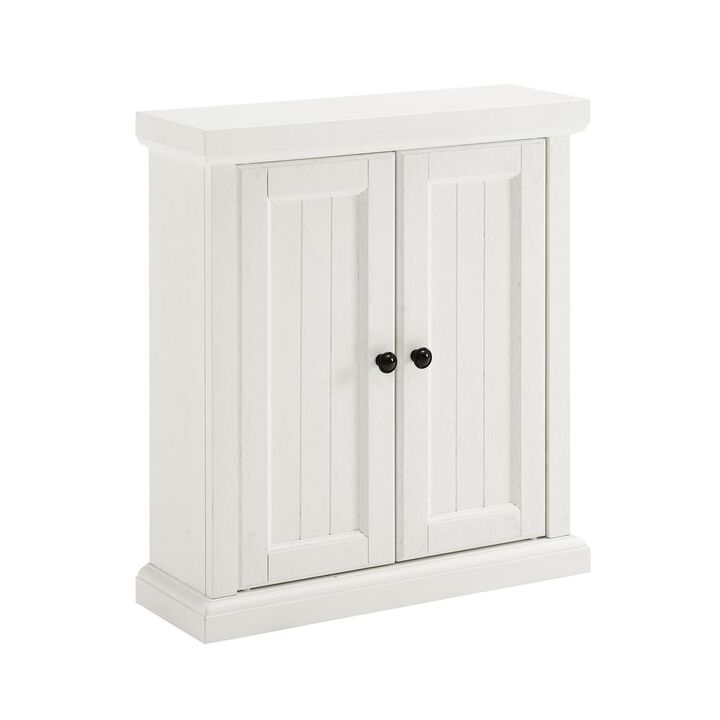 Crosley Furniture Seaside Wall Cabinet Distressed White