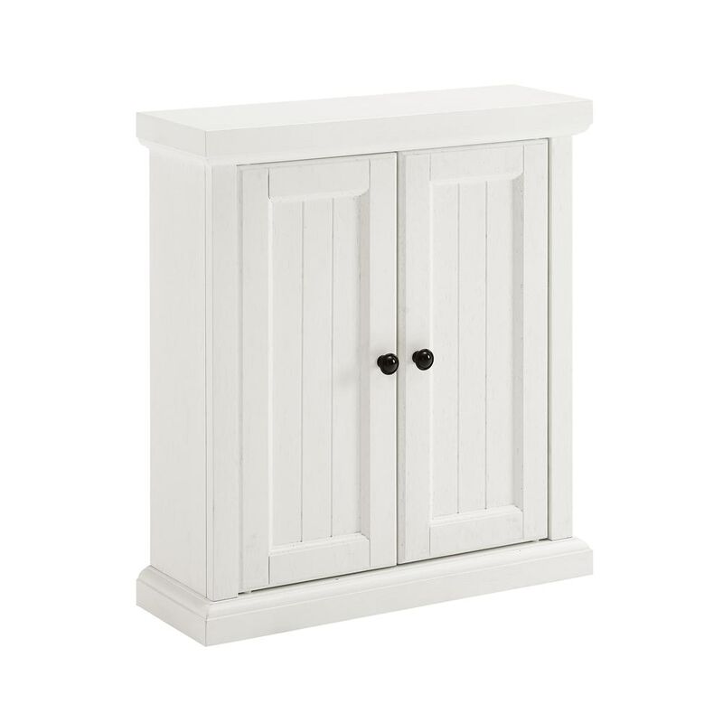 Crosley Furniture Seaside Wall Cabinet Distressed White