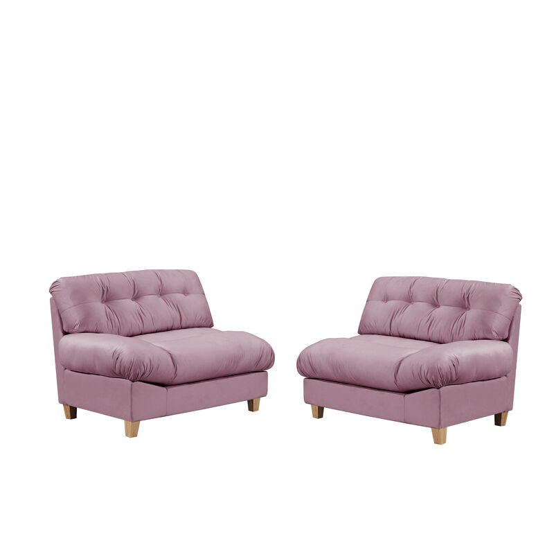 90.5 "Cloud separation sofa, Love Seat sofa , with 2 pillows, frosted velvet minimalist sofa，uitable for living room, apartment, bedroom, office, pink