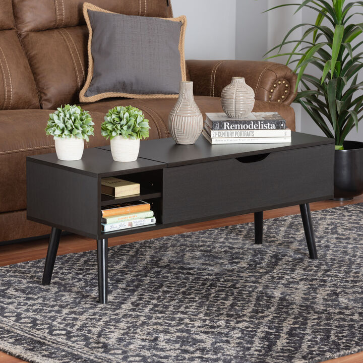 Baxton Studio Roden Two-Tone Coffee Table with Lift-Top Storage Compartment