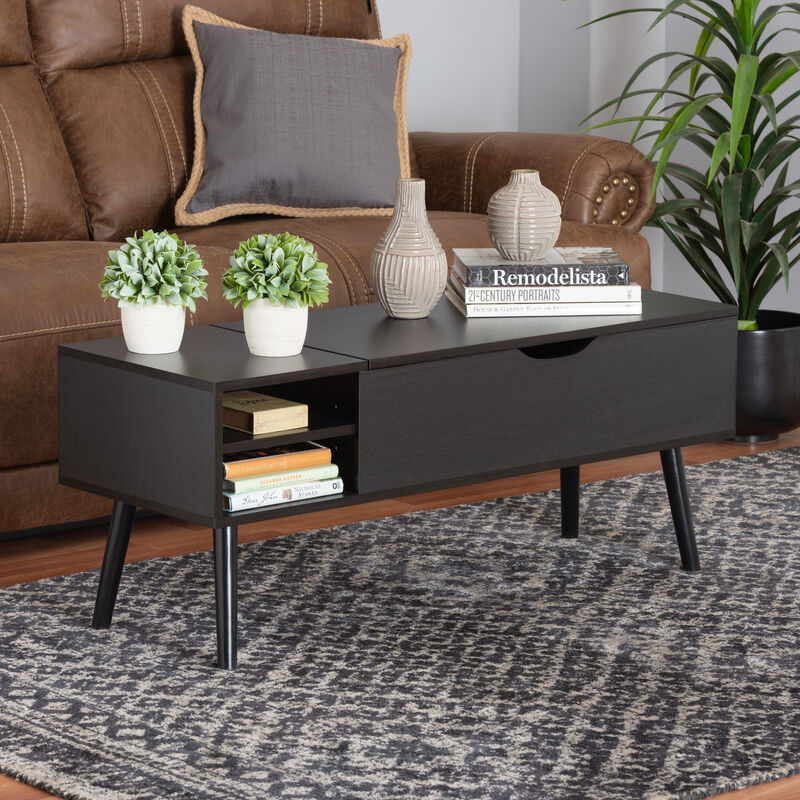Baxton Studio Roden Two-Tone Coffee Table with Lift-Top Storage Compartment