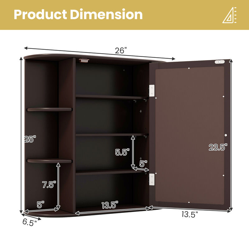 Multipurpose Mount Wall Surface Bathroom Storage Cabinet with Mirror