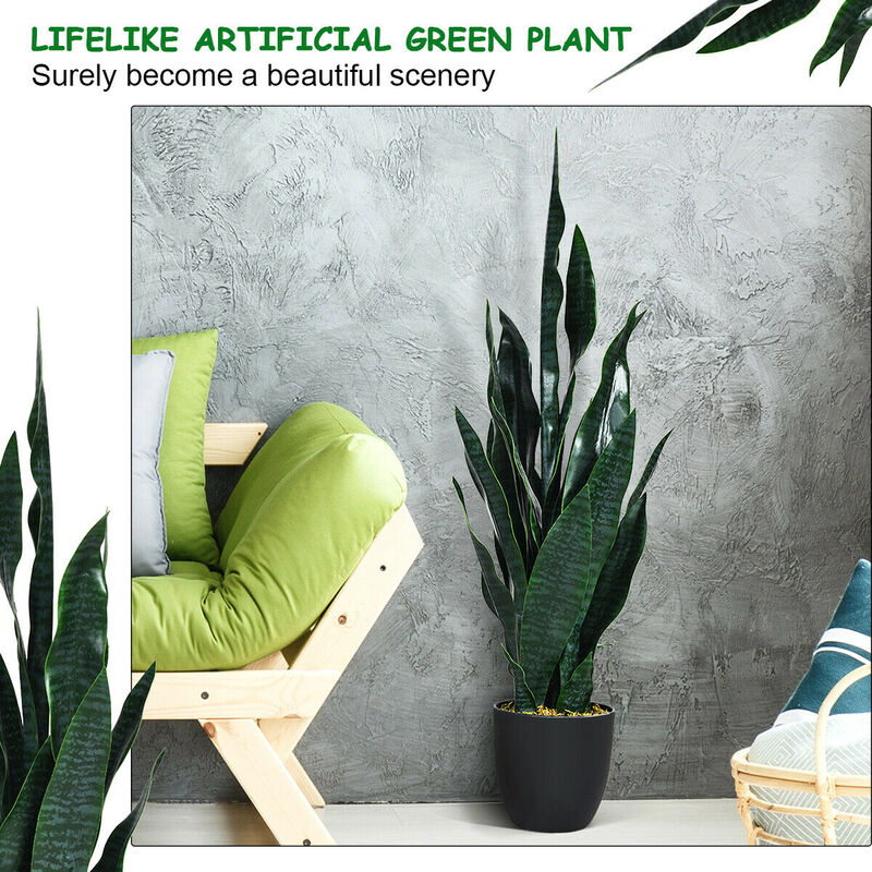 35.5 Inch Indoor-Outdoor Decoration Fake Artificial Snake Plant