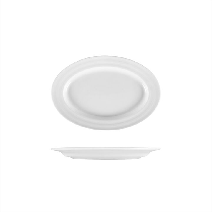 Porcelain Lizbon 9.5" x 6.75" x h:1" Oval White Porcelain Platter (Set of 2)