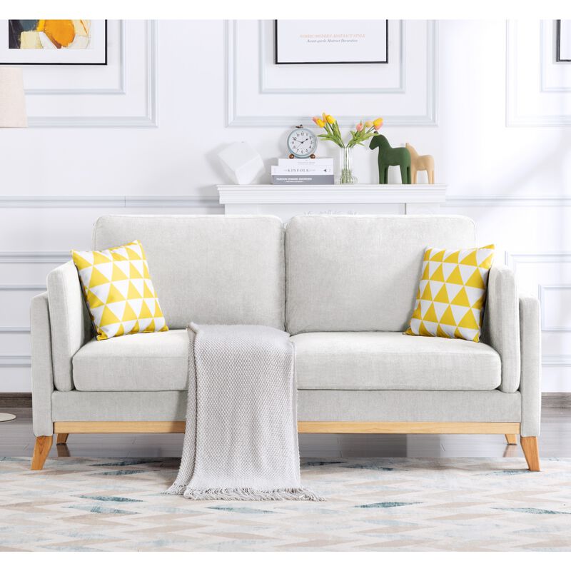 72.4 in. W Square Arm Chenille Modern Straight Sofa with Pillows