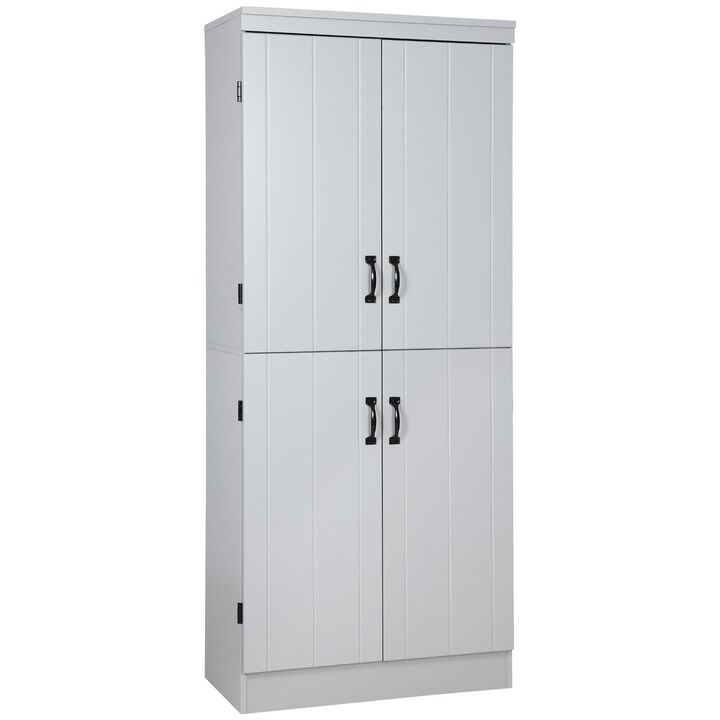 Gray Kitchen Organizer: 70" 4-Door Pantry with 6-Tier Shelving