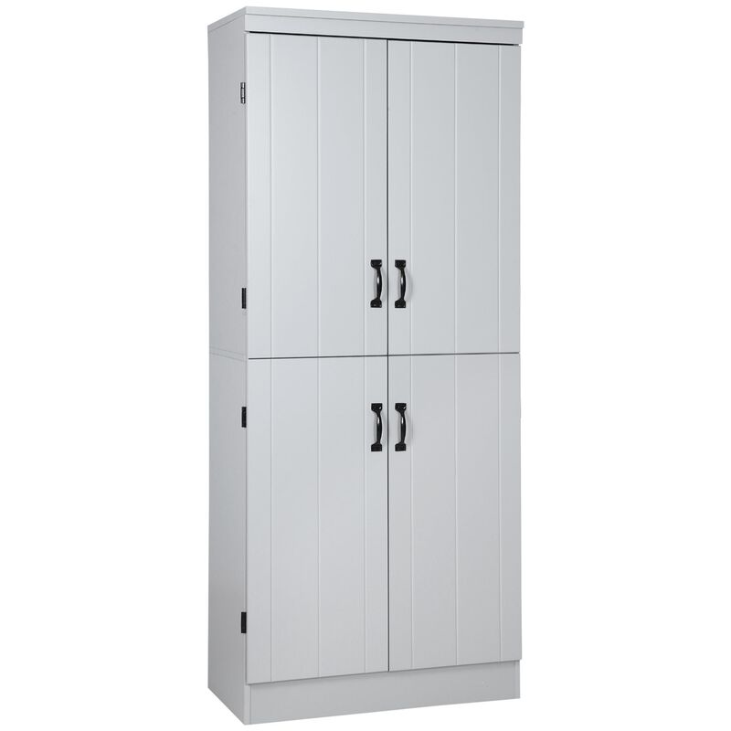 Gray Kitchen Organizer: 70" 4-Door Pantry with 6-Tier Shelving