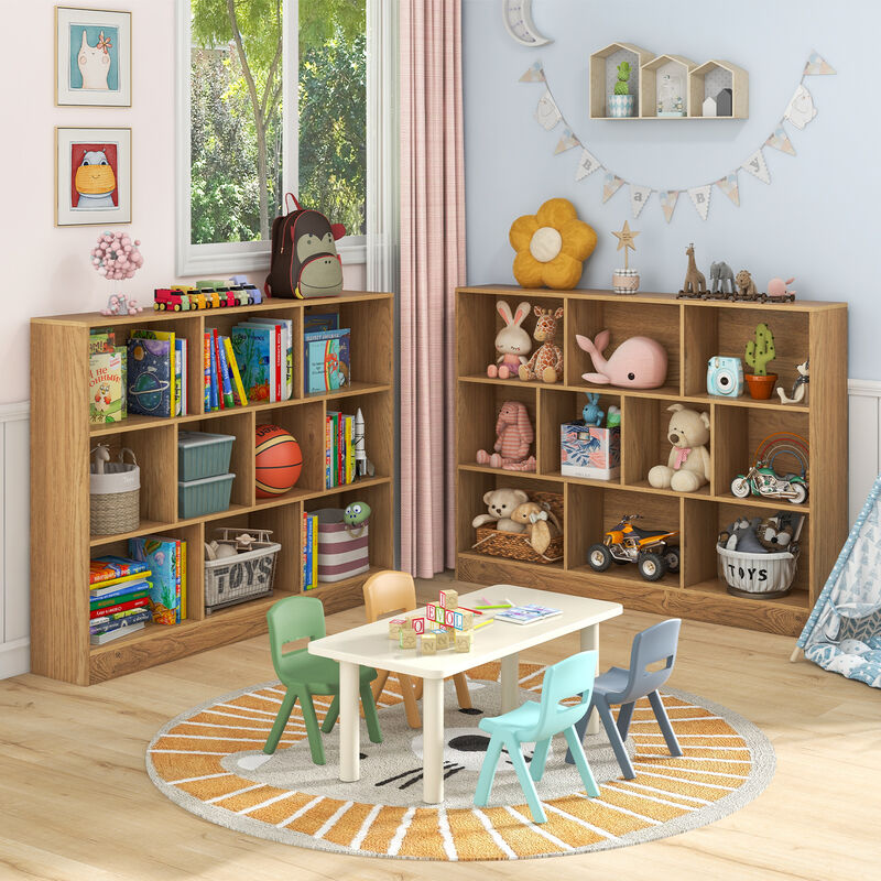 Wooden Toy Storage Organizer with 10 Cubes for Classroom, Daycare, Nursery, or Kindergarten Organization